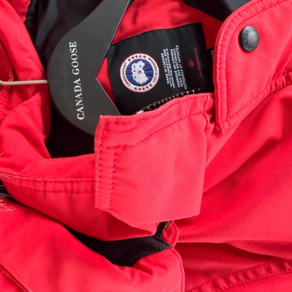 Cold weather Canada Goose Red Parka Jacket with Fur Trim - Picture 11 of 13